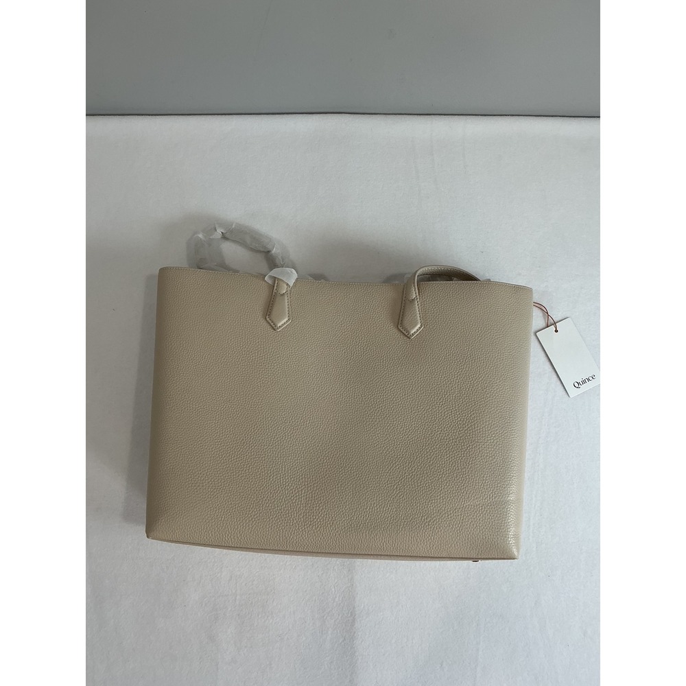 Quince Tote Bag Women Large Beige Pebbled Leather Classic Luxury Minimalist Boho